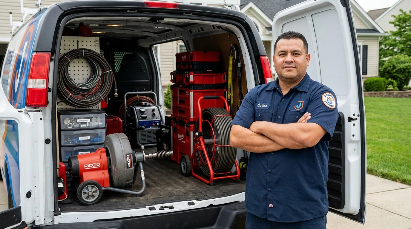 Professional drain cleaning equipment and Johns Plumbing LLC plumber in Fort Montgomery