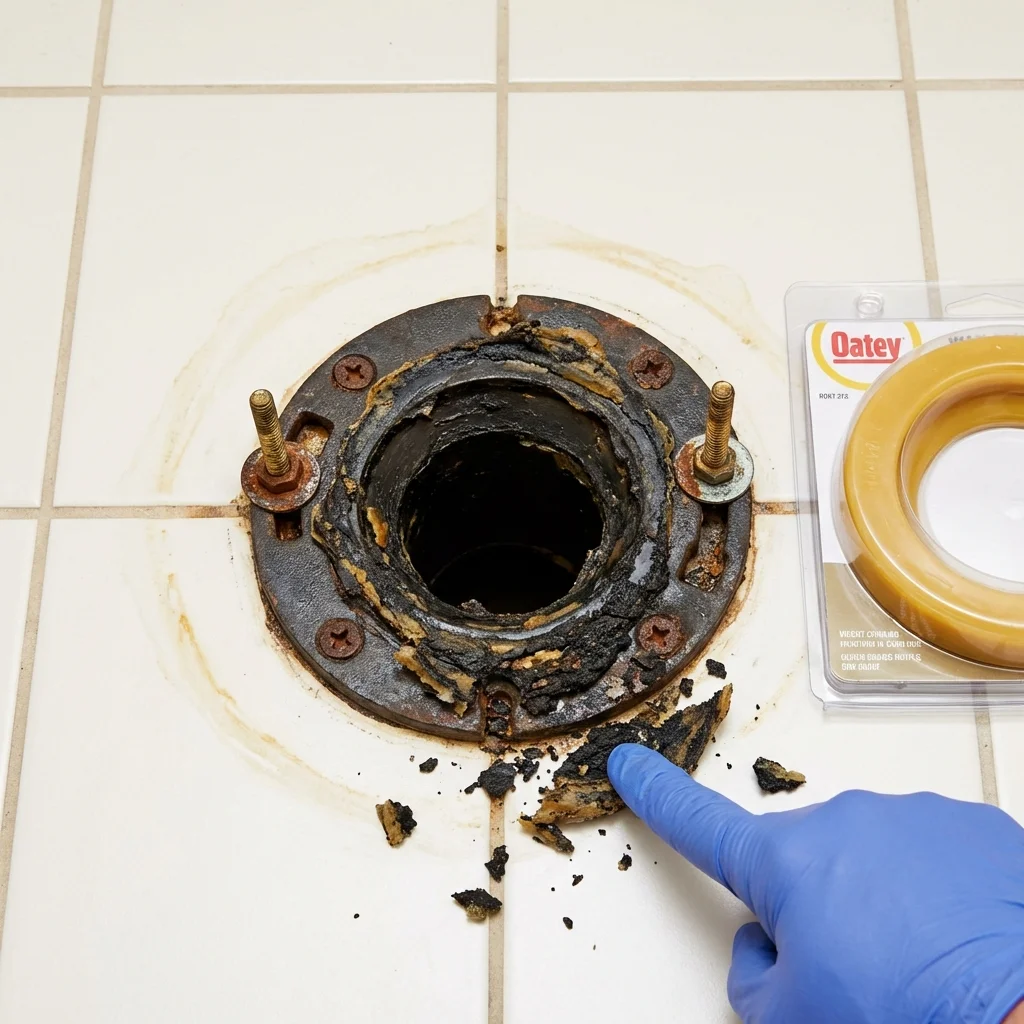 Failed wax ring showing water seepage at the base of a toilet in a Fort Montgomery, NY home